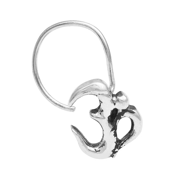 Om Oxidized Hindu Spiritual Design Nose Pin - Sterling Silver