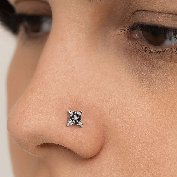 Cluster Nose Pin Modern Minimalist Style - Sterling Silver