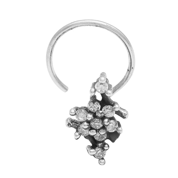 Cluster Floral Nose Pin - Sterling Silver