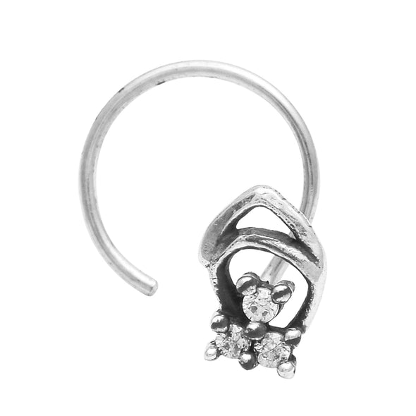 Oxidized Floral Nose Pin - Sterling Silver