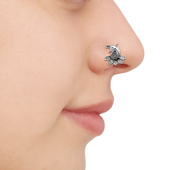 Paisley Floral Nose Pin - Sterling Silver