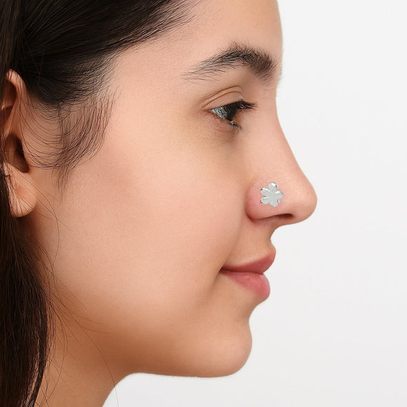 Minimalist Floral Nose Pin - Sterling Silver