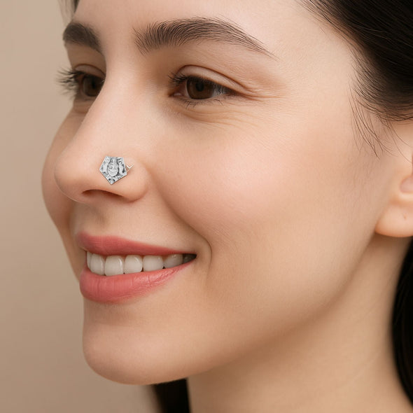 Traditional Motif Nose Pin – Sterling Silver