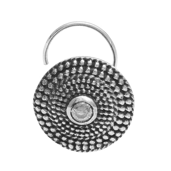 White Gemstone Nose Pin - Sterling Silver