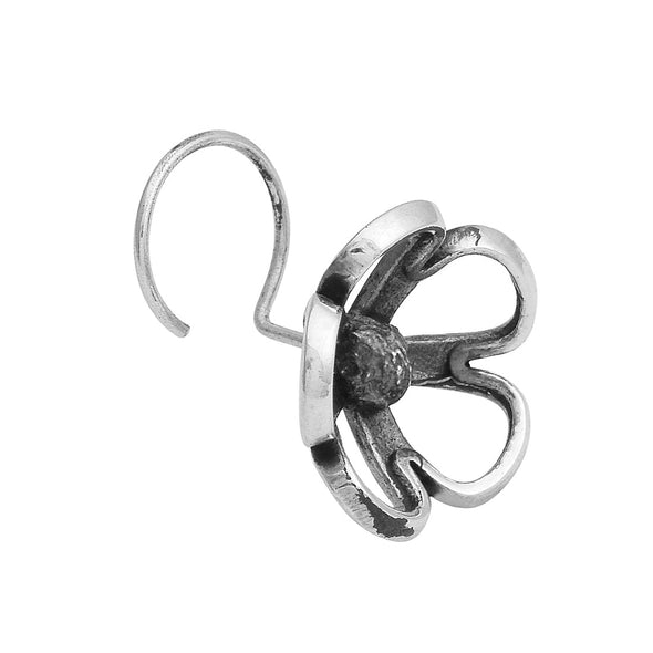 Open Petal Flower Nose Pin - Sterling Silver