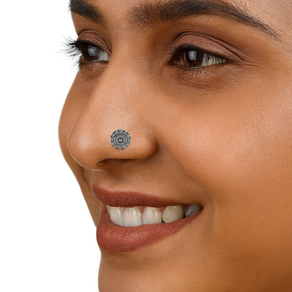 Antique Floral Nose Pin - Stelring Silver