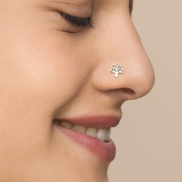 Tree of Life Nose Pin - Sterling Silver