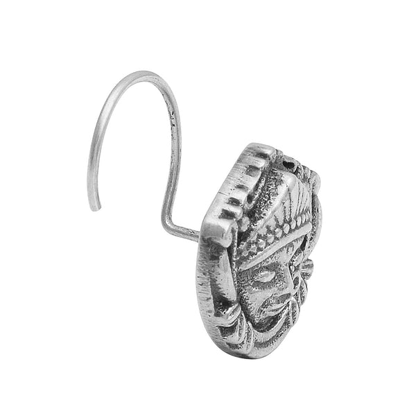 Tribal Face Nose Pin - Sterling Silver