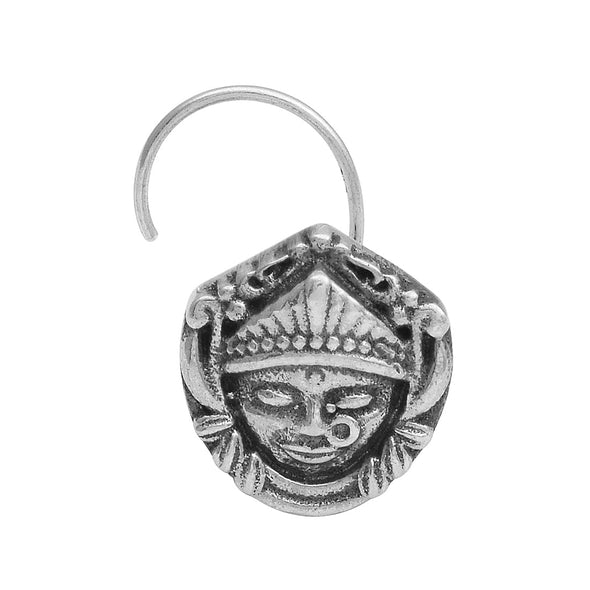 Tribal Face Nose Pin - Sterling Silver