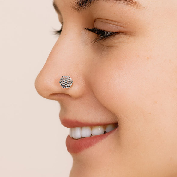 Floral Cutwork Nose Pin - Sterling Silver