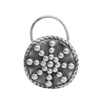 Oxidized Round Dotted Swirl Nose Pin - Sterling Silver