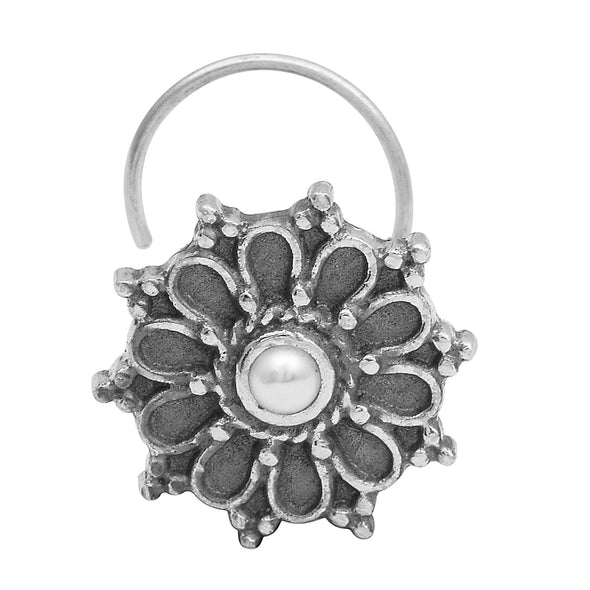 Pearl Round Nose Pin - Sterling Silver