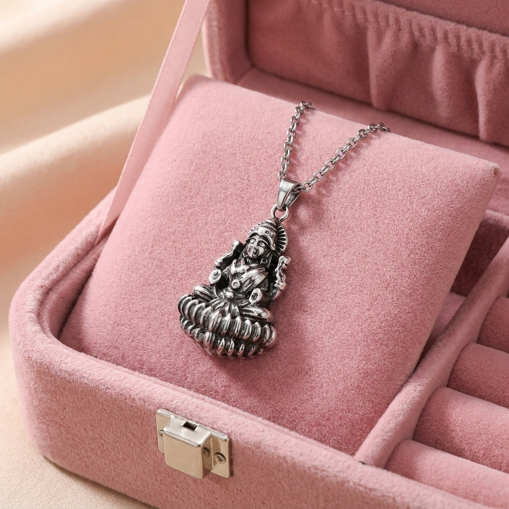 Goddess Laxmi Pendant - Sterling Silver