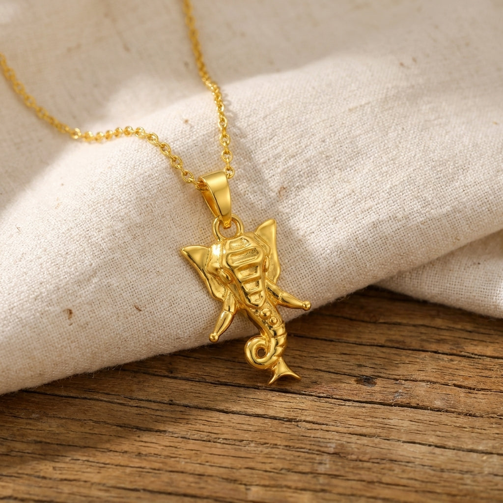 Ganesha Head Pendant - Sterling Silver