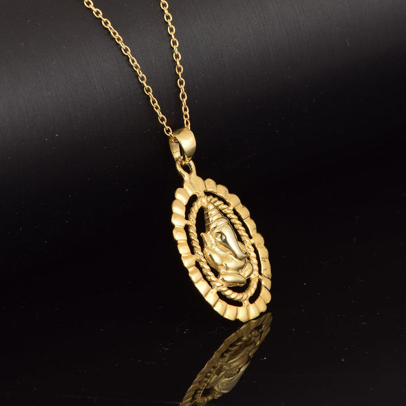 Yellow Gold Plated Ganesha Pendant - Sterling Silver