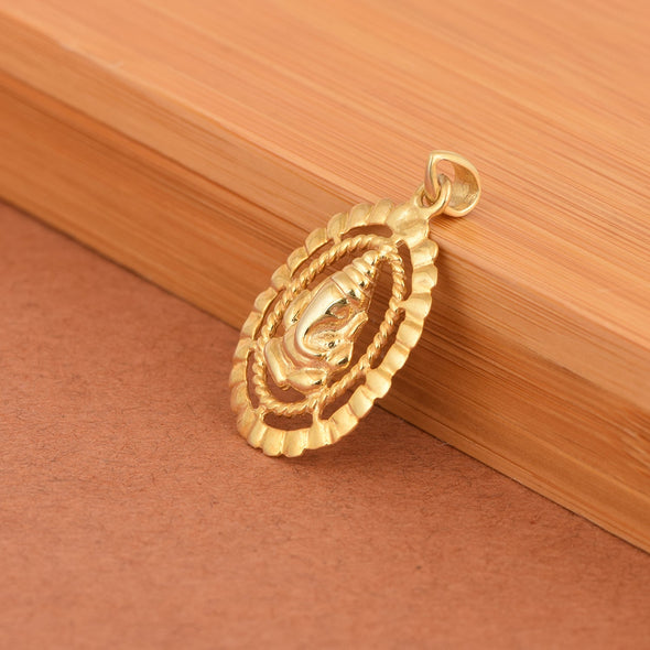 Yellow Gold Plated Ganesha Pendant - Sterling Silver