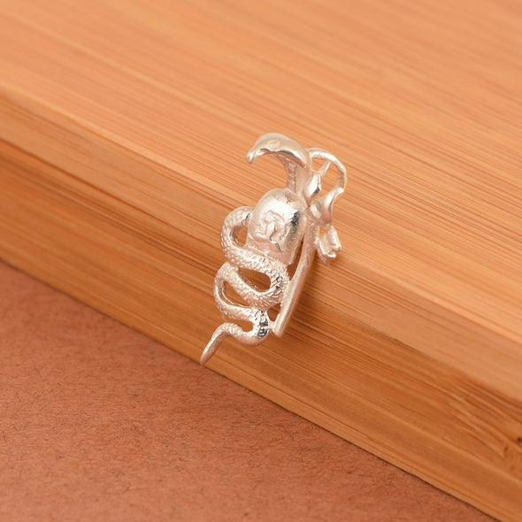 Trishul & Snake Pendant - Sterling Silver