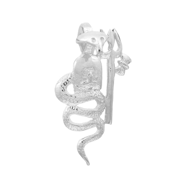 Trishul & Snake Pendant - Sterling Silver