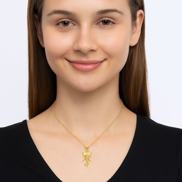 Ganesha Head Pendant - Sterling Silver