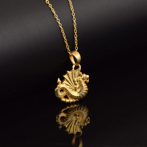Gold Plated Dragon Pendant - Sterling Silver