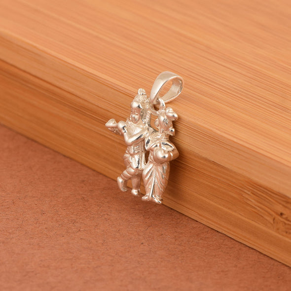 Radha Krishna Religious Pendant - Sterling Silver