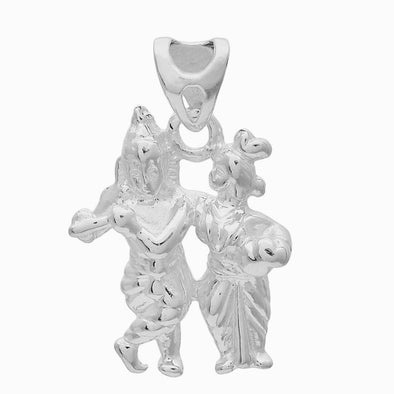 Radha Krishna Religious Pendant - Sterling Silver