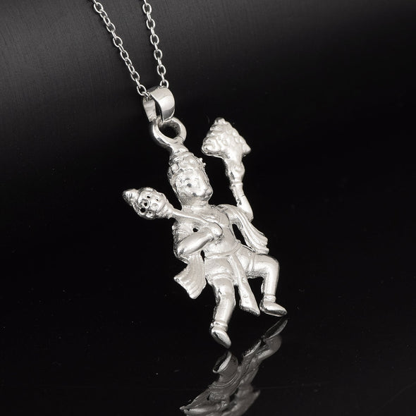 White CZ Hanuman Pendant - Sterling Silver