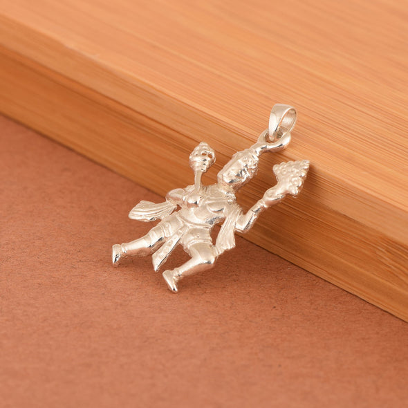 White CZ Hanuman Pendant - Sterling Silver