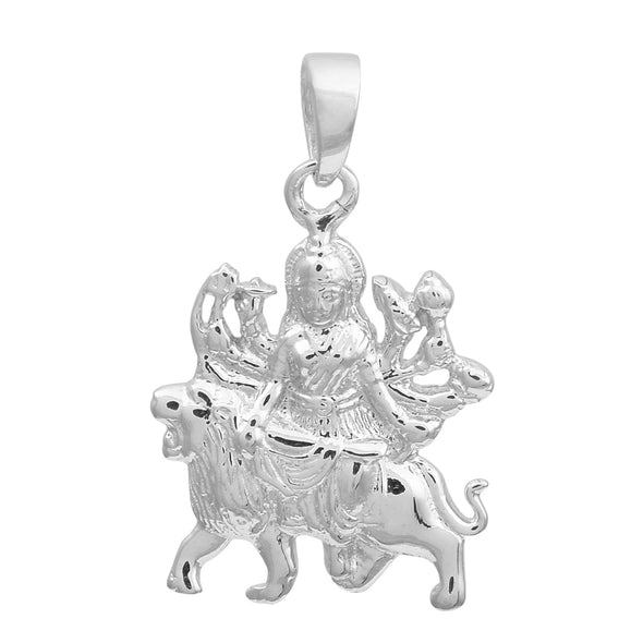 Durga Mata Pendant Divine Warrior Goddess Design - Sterling Silver