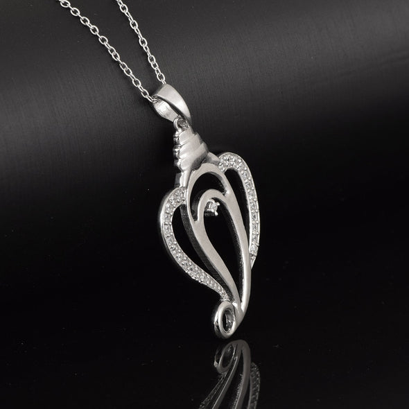 Ganesha Pendant Elegant CZ Outline Design - Sterling Silver