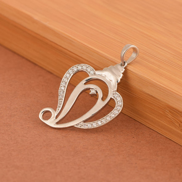 Ganesha Pendant Elegant CZ Outline Design - Sterling Silver