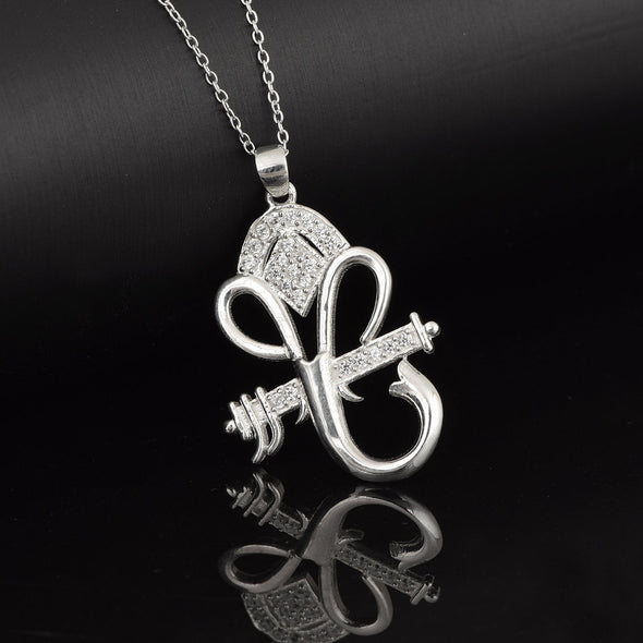 White CZ Ganesha Pendant –  Sterling Silver