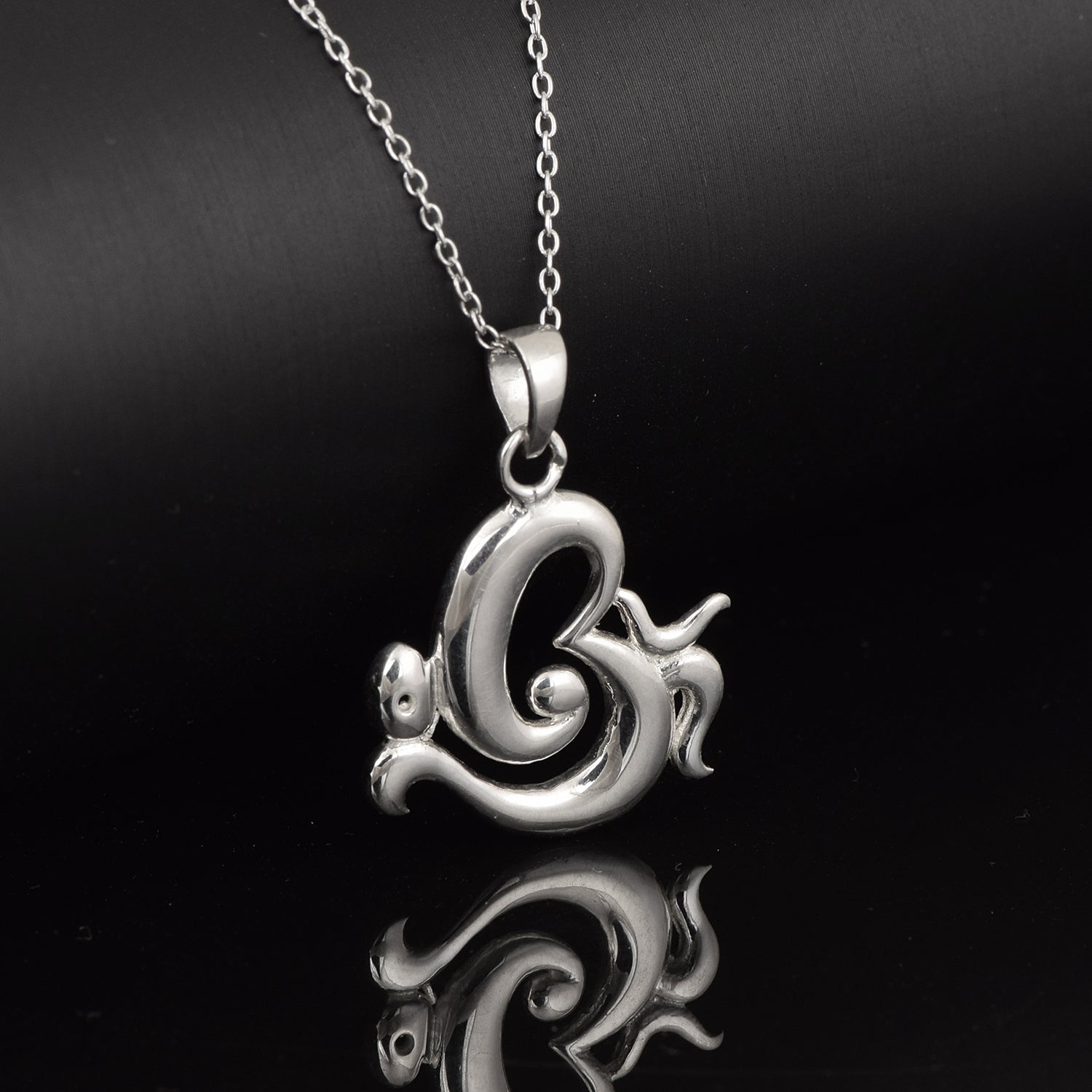White CZ Om Pendant - Sterling Silver