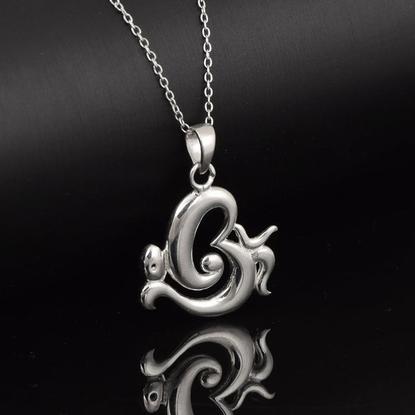 White CZ Om Pendant - Sterling Silver