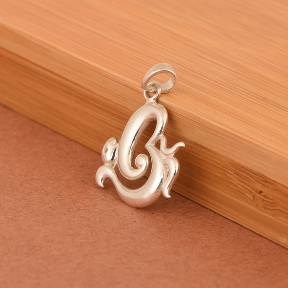 White CZ Om Pendant - Sterling Silver