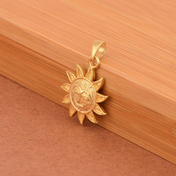 Sun Face Pendant - Sterling Silver