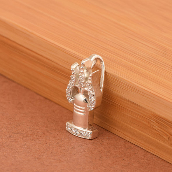 White CZ Shivling Trishul Pendant - Sterling Silver