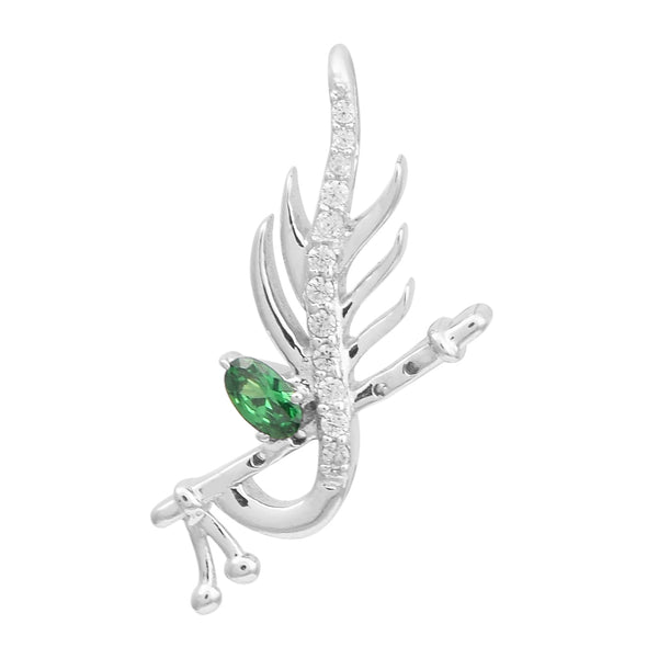 Emerald Krishna Flute Pendant - Sterling Silver