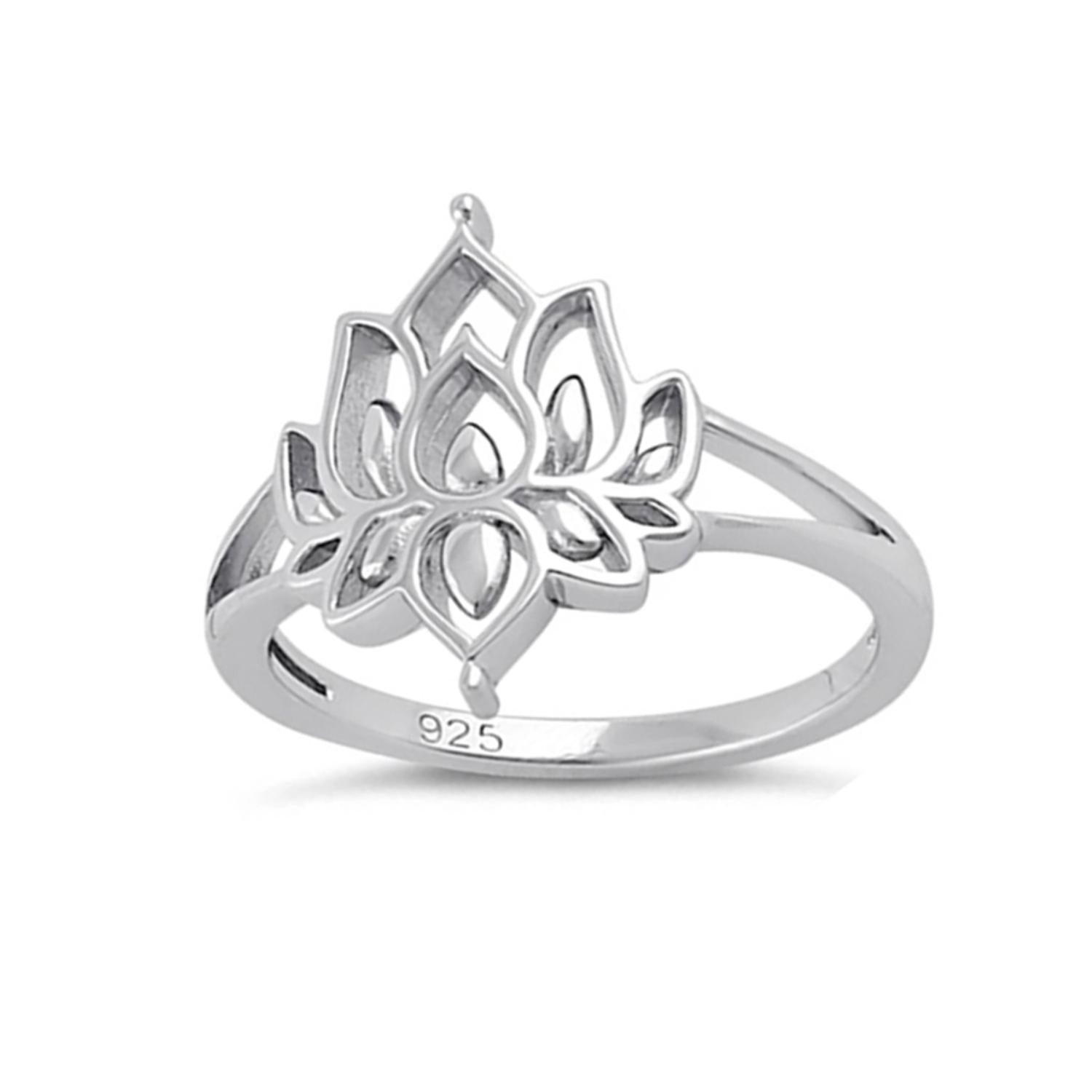 Lotus Flower Openwork Spiritual Ring - Sterling Silver