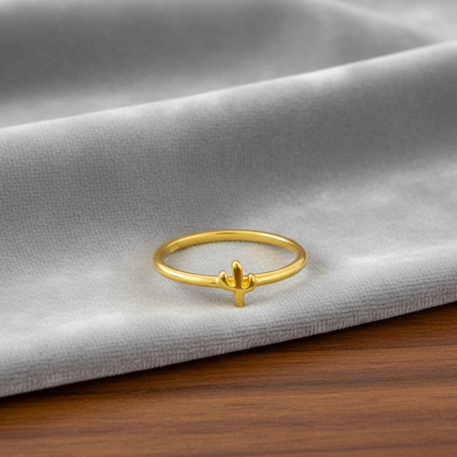 Minimalist Nature-Inspired Cactus Band Ring – Sterling Silver