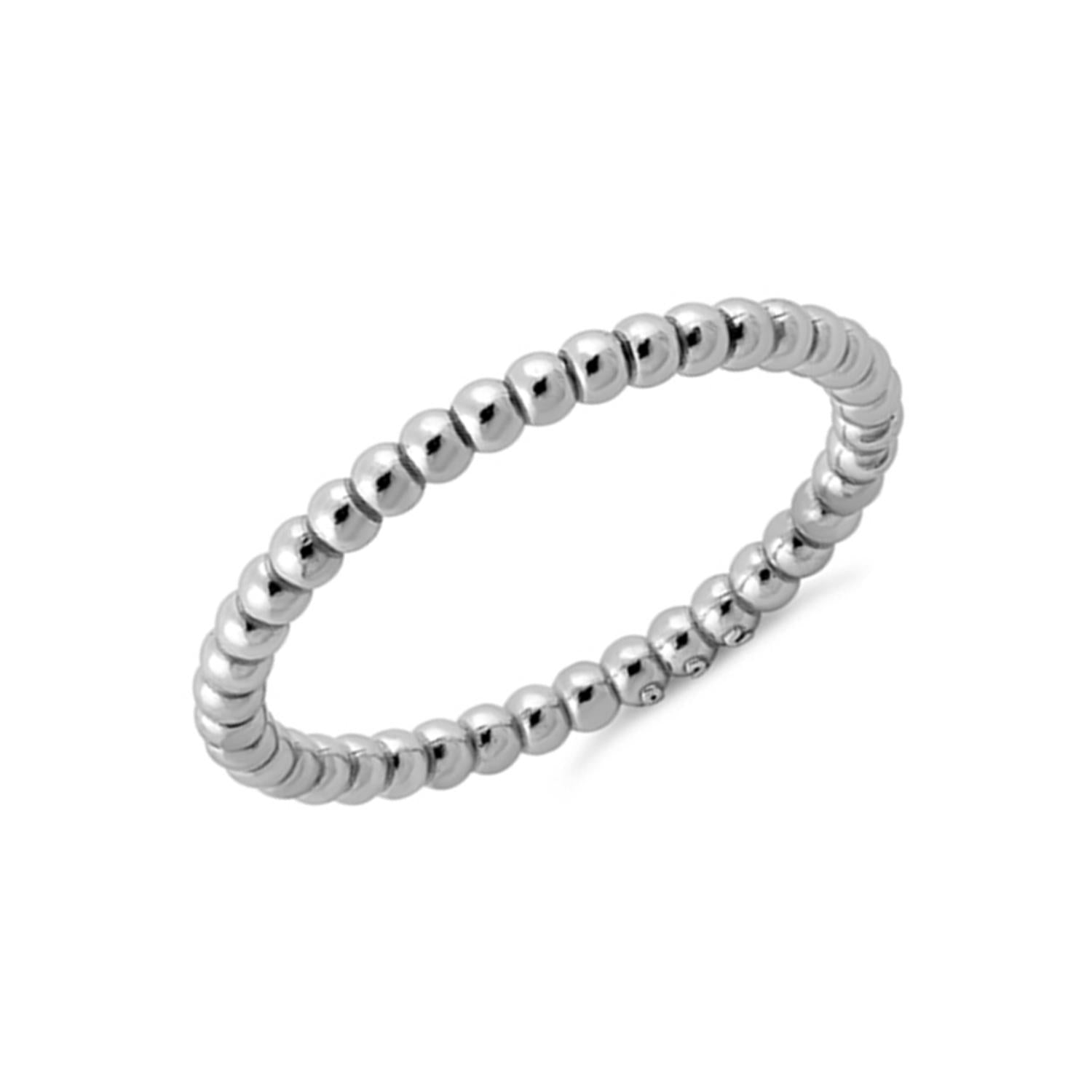 Classic Beaded Stackable Ring - Sterling Silver