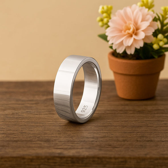 Wide Stackable Band Ring- Sterling Silver