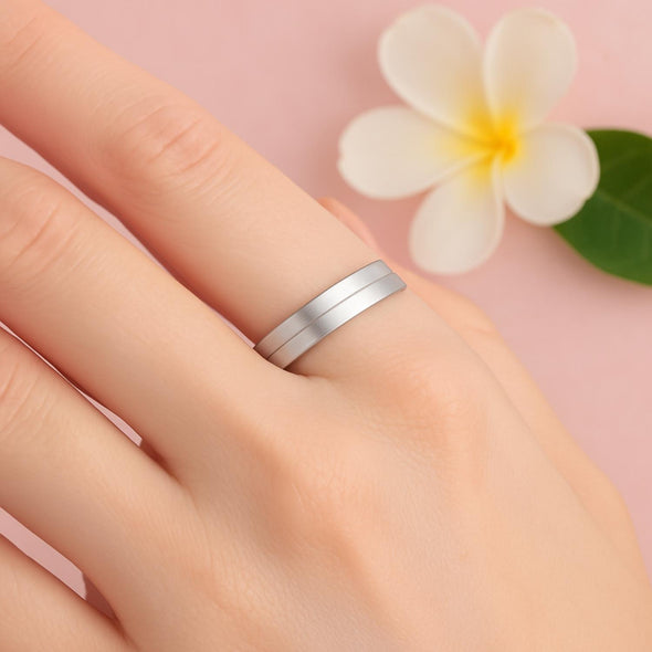 Flat Stackable Band Ring - Sterling Silver
