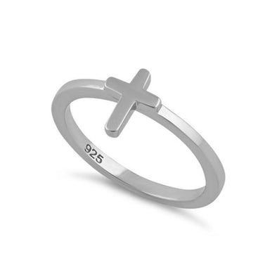 Minimalist Cross Ring - Sterling Silver