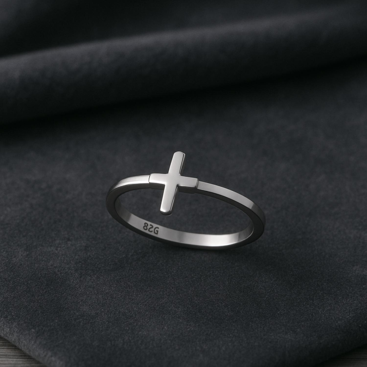 Minimalist Cross Ring - Sterling Silver