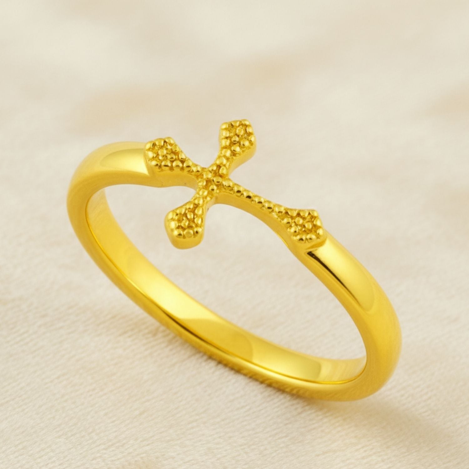 Textured Cross Ring - Sterling Silver