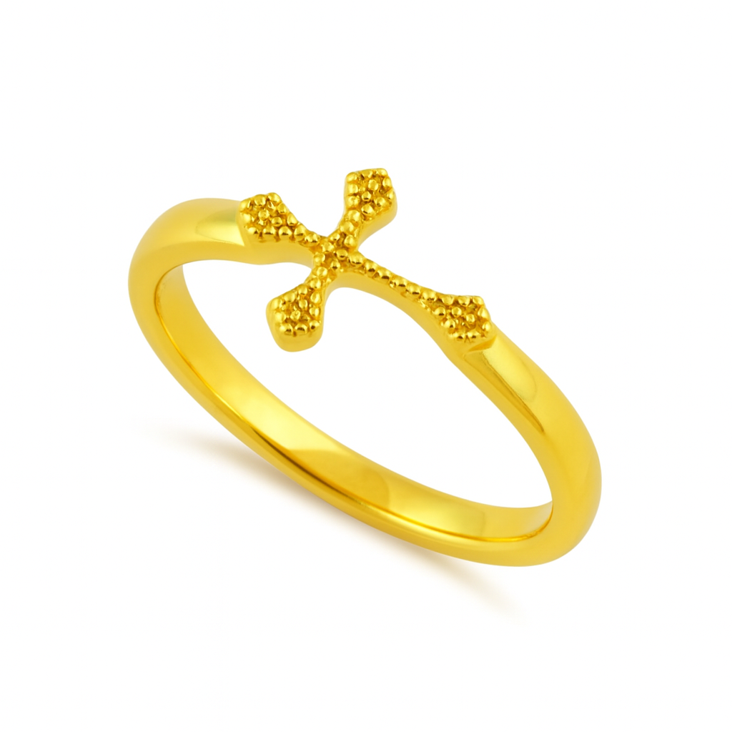 Textured Cross Ring - Sterling Silver