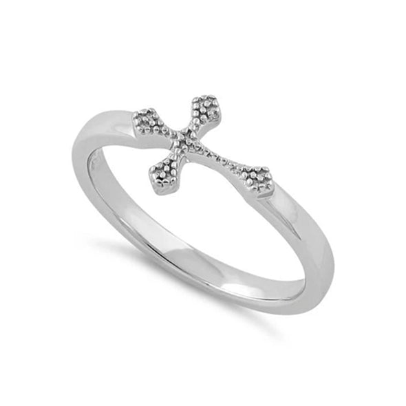Textured Cross Ring - Sterling Silver