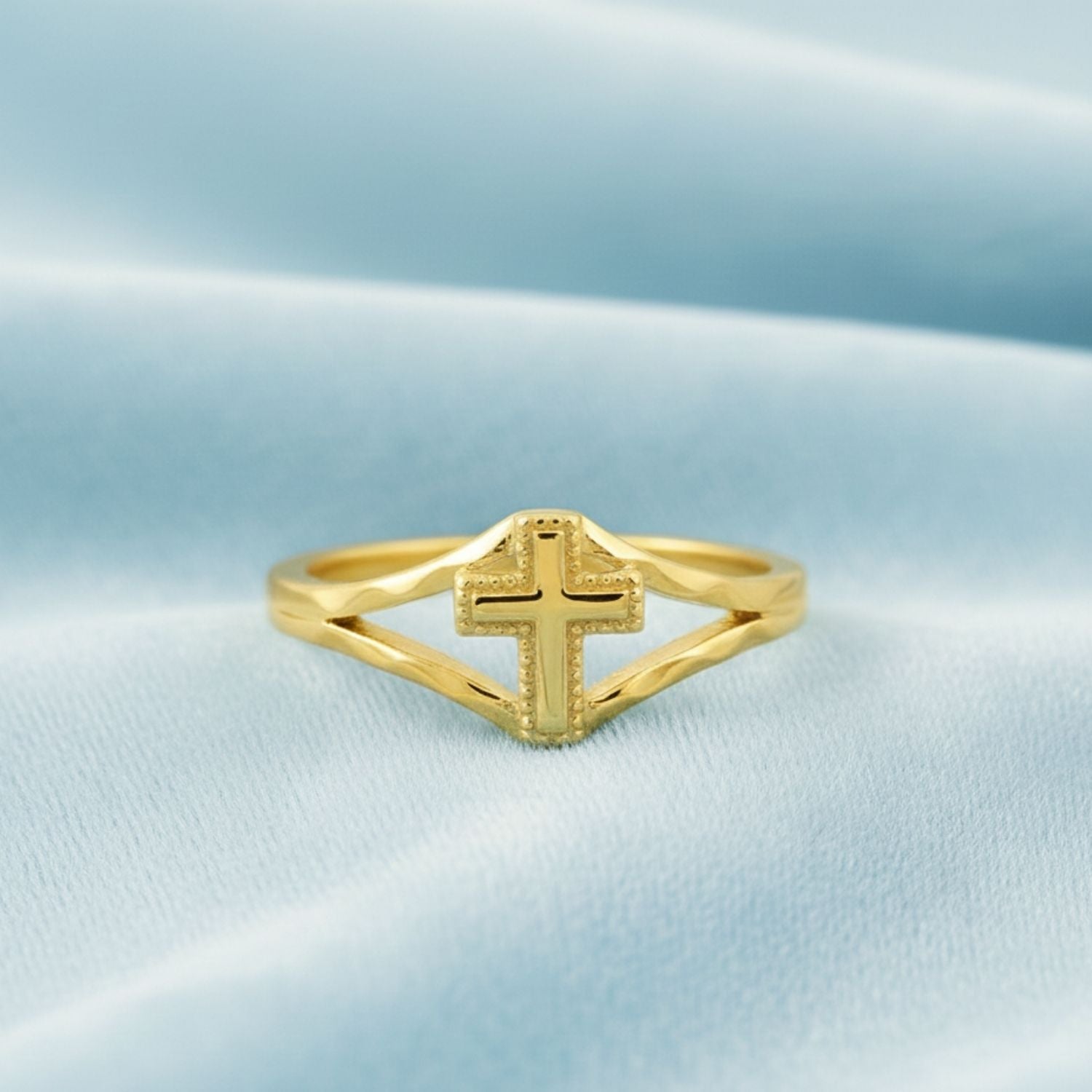 Split Shank Cross Ring - Sterling Silver