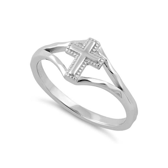Split Shank Cross Ring - Sterling Silver